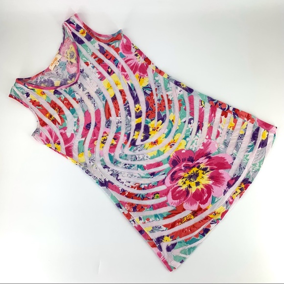 Orange Fashion Village Floral Patterned Cotton Longer Tank, Small - Picture 1 of 16